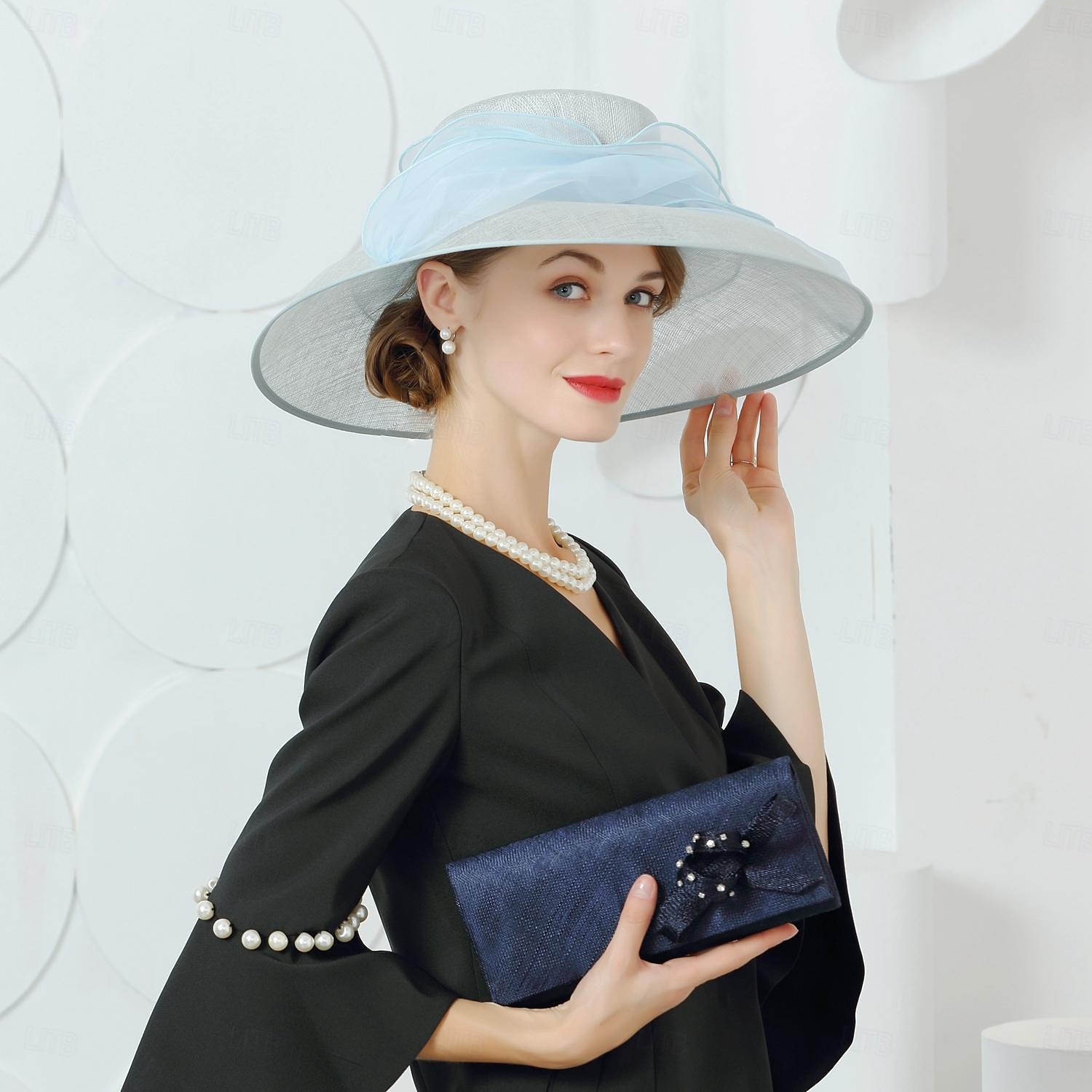 klobouky lněný buřinka / cloche klobouk kbelík klobouk klobouk proti slunci svatební čajový dýchánek elegantní svatba se spojováním pokrývky hlavy 2025 - $99.99 –P1
