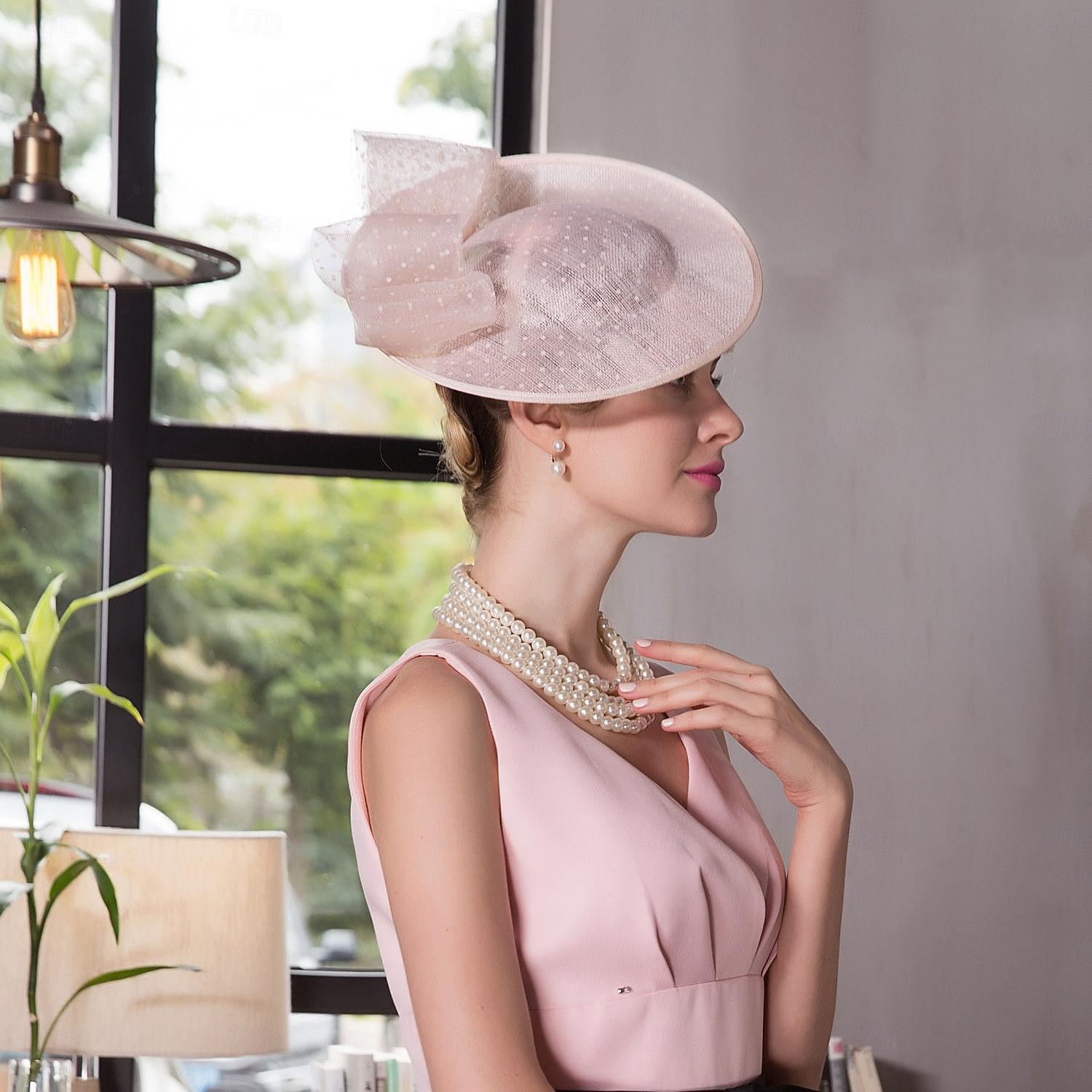 hatter sinamay tallerken lue topp hatt sinamay hatt bryllup teselskap elegant bryllup med bowknot hodeplagg hodeplagg 2026 - $45.99 –P5