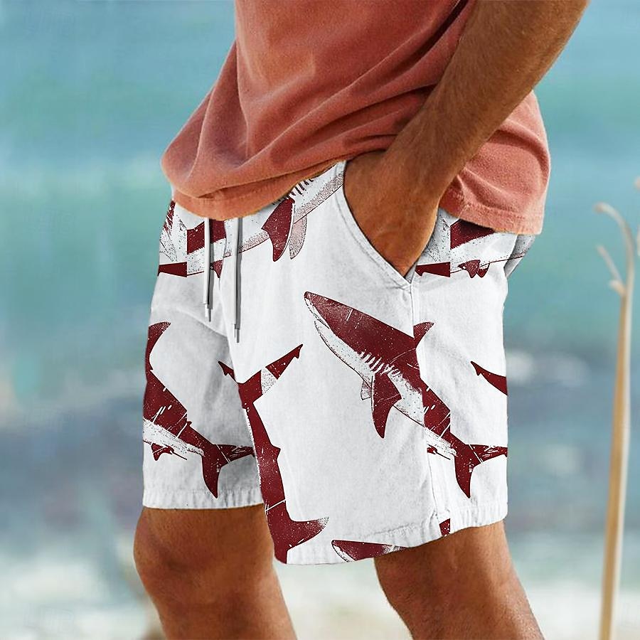 Miesten Hai meren elämää Uimashortsit Surffishortsit Uimahousut Keskivyötärö Loma Havaijilainen Lomakeskuksen tyyli Loma Pyhäpäivä Hiekkaranta Kurenauha verkkovuorella Joustava vyötärö Suunnittelija 2025 - $19.99 –P4
