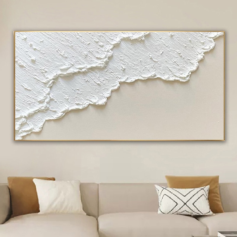 met de hand geschilderd minimalistisch oceaanschilderij op canvas 3D-getextureerde muurkunst aardetint zeegolven muurkunst woonkamer schilderij mode kamer decor geen frame 2025 - $139.99 –P3
