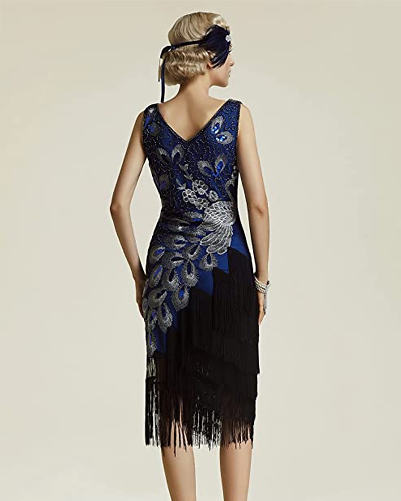 Retro Vintage Roaring 20s 1920s Flapper Dress Dress Outfits Necklace / Earrings The Great Gatsby Wedding Guest Sequins Tassel Fringe Women's Party / Evening Masquerade Wedding Reception Adults' Dress 2025 - $63.99 –P8