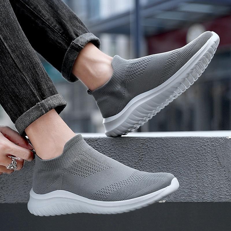 Men's Loafers & Slip-Ons Slip-on Sneakers Running Walking Sporty Casual Outdoor Daily Fabric Breathable Slip-on Black khaki Grey 2024 - HK $213.38 –P1