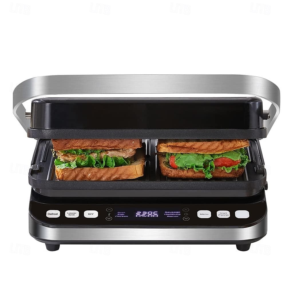 Elektrischer Kontaktgrill, digitale Grillplatte und Presse, optionale Waffeleisenplatten, 180-Grad-Grill, elektrischer Antihaft-Grill 2025 - $261.99 –P4
