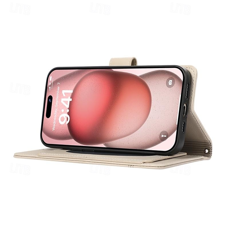 2025年 電話 ケース 用途 iPhone 16 iPhone 15 Pro Max iPhone 14 13 12 11 Pro Max Mini SE X XR XS Max 8 7 Plus ウォレットカードケース ミラー ジッパ- 全身保護 幾何学模様 TPU PUレザー コレクション – $18.99 –P9