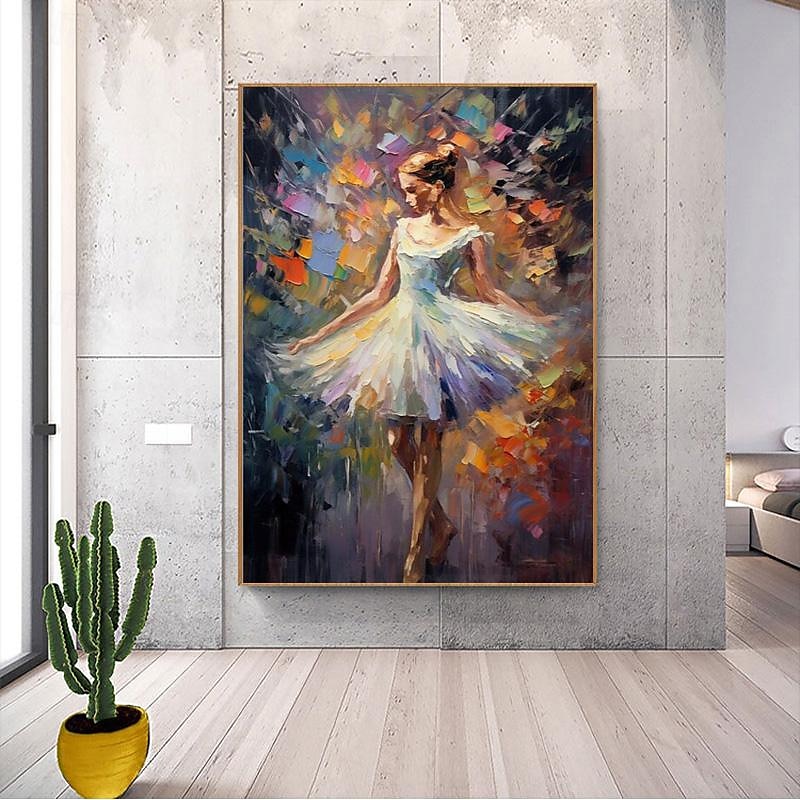original ballettdanser håndmalt oljemaleri på lerret stor veggkunst abstrakt kniv teksturert gril oljemaleri stue veggdekor gave uten ramme 2026 - $107.99 –P4