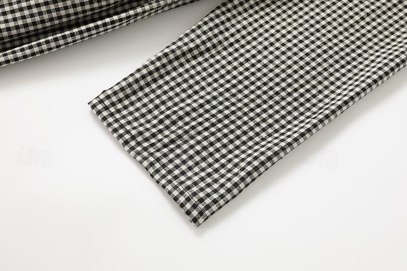 Naisten Musta Kevät Syksy Pitkä mekko Maxi mekko Pellava-inspiroidut mekot Rento mekko Puuvillapellavamekko Perus Vapaa-aika ulko- Päivittäin Viikonloppu Loose Fit Skottiruutukuvio Tiukka pyöre 2025 - $26.99 –P4