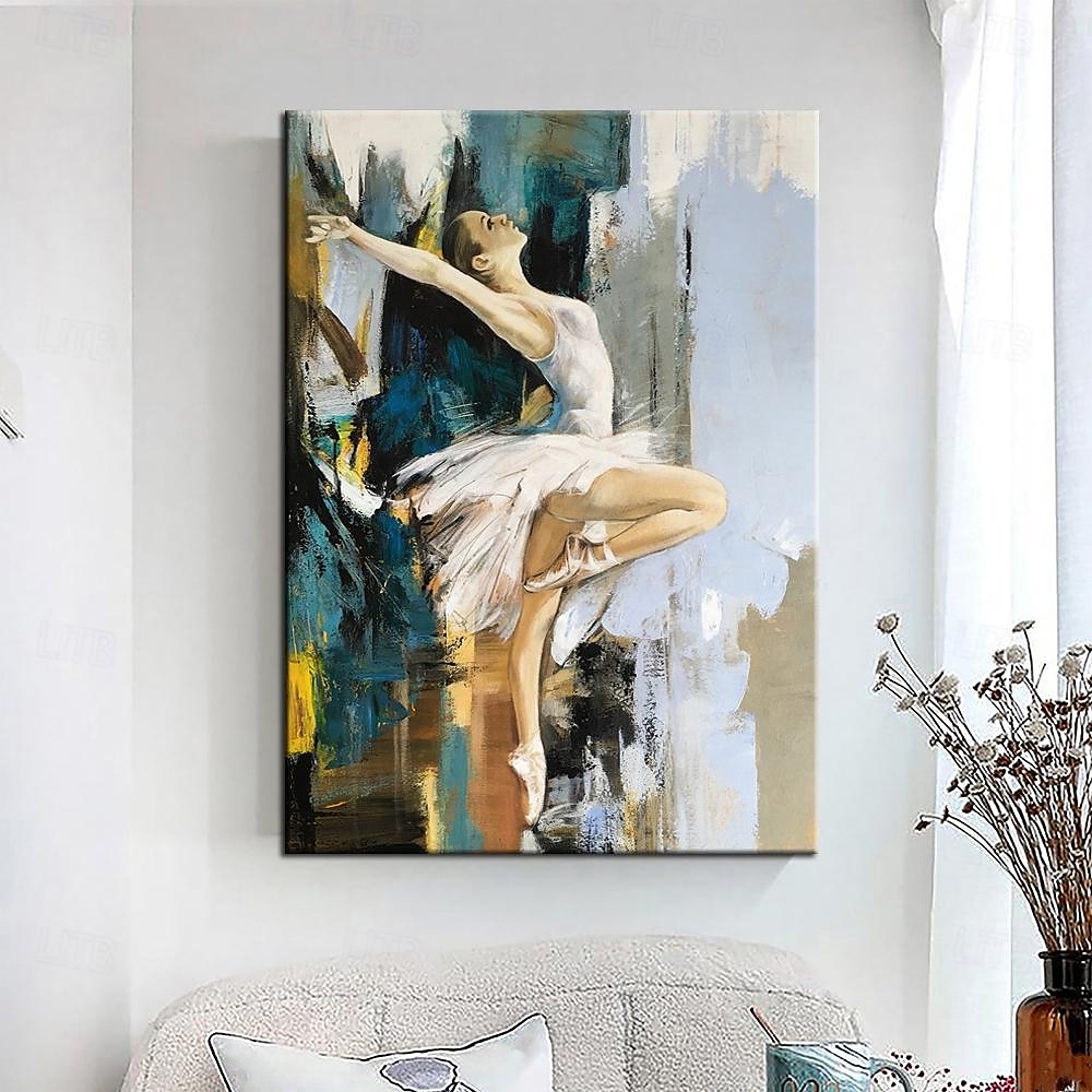 abstract danser olieverfschilderij handgeschilderde kunst aan de grote muur wit ballet schilderij boho muur decor aangepaste schilderij mooi meisje schilderij op canvas voor woonkamer slaapkamer 2025 - $116.99 –P5