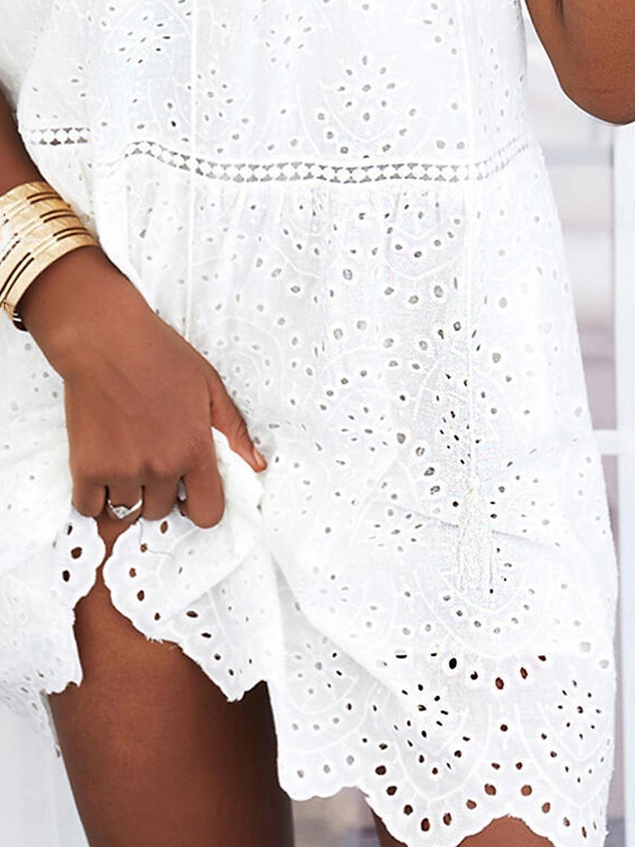 Women's Mini Dress White Dress Lace Dress Casual Dress Tank Dress Streetwear Basic Street Date Loose Fit Sleeveless V Neck White Summer 2025 - $41.99 –P2