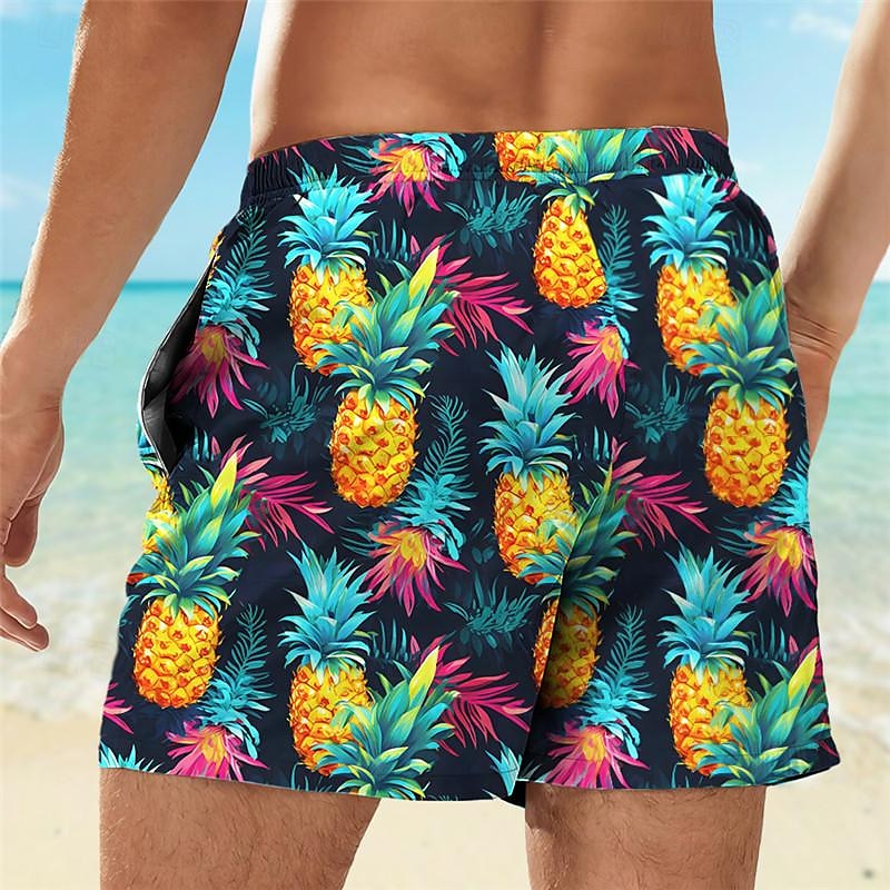 Men's Pineapple Swim Trunks Swim Shorts Board Shorts Mid Waist Vacation Hawaiian Holiday Vacation Holiday Beach Drawstring with Mesh lining Elastic Waist Designer Clothing Apparel 2025 - $19.99 –P7