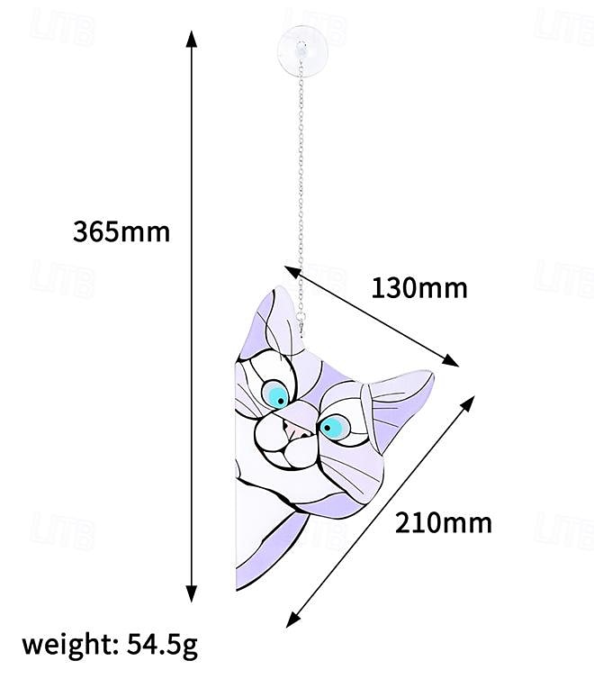 tentures de fenêtre de chat, attrape-soleil de chat en verre teinté fait à la main, cintre de fenêtre de chat mignon en vitrail furtivement attrape-soleil chat acrylique vitrail cintre de fenêtre de chat pour les amoureux des chats de 2025 ? $9.49 –P4
