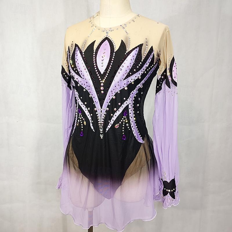 Latijnse dans Ballroomdansen Gymnastiek Kleding Glitter Acryl edelstenen Gesplitst Dames Voor meisjes Prestatie Feest Lange mouw Natuurlijk Elastisch Netstof Elastaan 2025 - $179.99 –P6