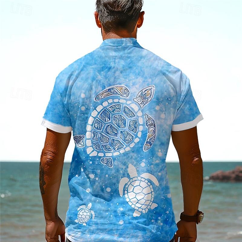Men's Tropical Turtles Shirt Summer Hawaiian Shirt Aloha Shirt Short Sleeve Shirt Turndown Vacation Hawaiian Outdoor Vacation Hawaiian Blue Orange Green S M L 2025 - $24.99 –P9