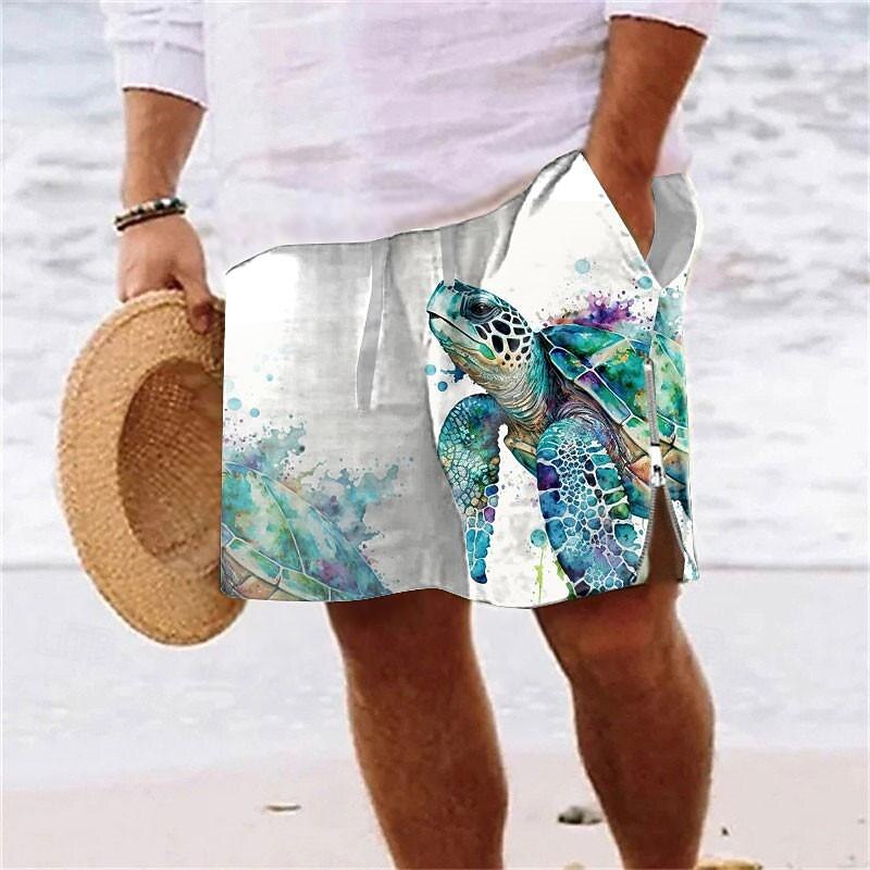 tortue de mer vie marine complexe pour hommes short imprimé 3D short de bain maillot de bain poche cordon de serrage avec doublure en maille confort respirant court aloha style hawaïen vacances plage de 2025 ? $19.99 –P1