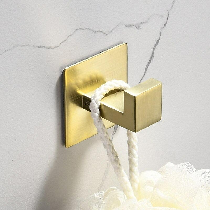 Juego de accesorios de baño autoadhesivos de acero inoxidable: aro para toalla, portarrollos, perchero, kit de accesorios de baño sin taladro con pegamento adhesivo 2025 - $79.99 –P4