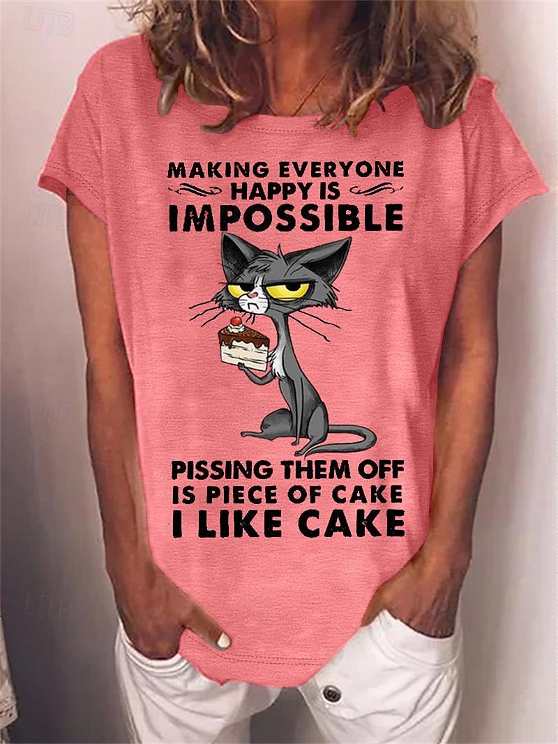 Γυναικεία Μπλουζάκι Γάτα Γράμμα Κείμενο Βασικό Κοντομάνικο Στρογγυλή Λαιμόκοψη Κανονικά μπλουζάκια Καθημερινά Σαββατοκύριακο Στάμπα Λευκό Ρουμπίνι Θαλασσί Πράσινο του τριφυλλιού Γκρίζο 2025 - $19.99 –P5