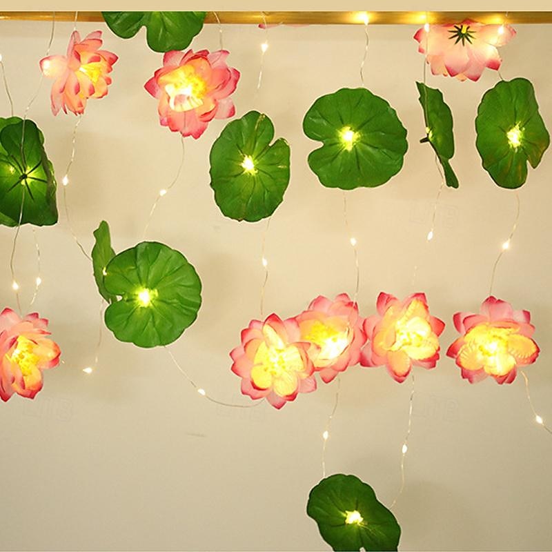 Luzes de corda de flor de lótus artificial solar 2m 20leds 5m 50leds ao ar livre à prova d'água luzes noturnas led para piscina lâmpada de lótus fonte de lago de jardim decoração de festa de natal de 2025 por $13.49 –P5