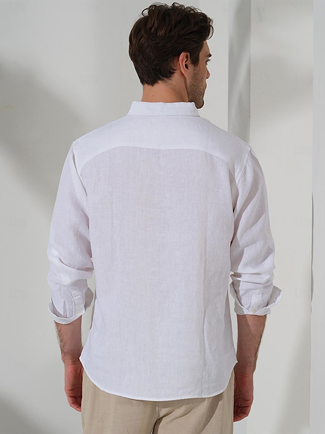 45% Linen Pocket Men's Linen Shirt Shirt Button Up Shirt Summer Shirt Black White Blue Long Sleeve Plain Lapel Spring &  Fall Outdoor Daily Clothing Apparel 2025 - $41.99 –P2