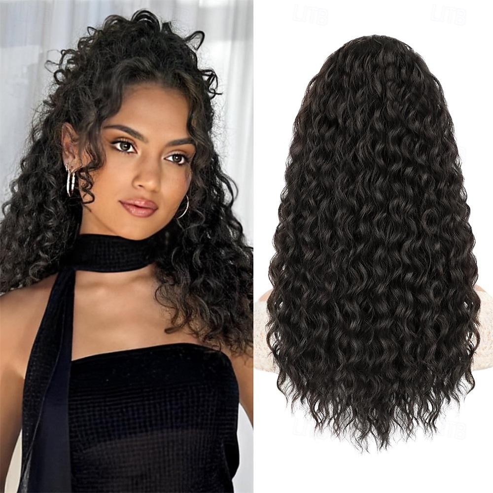 Extension de queue de cheval Extension de queue de cheval bouclée avec cordon de serrage pour femmes noires Extension de queue de cheval synthétique noire longue bouclée ondulée 20 pouces fausse queue de 2025 ? $12.49 –P6