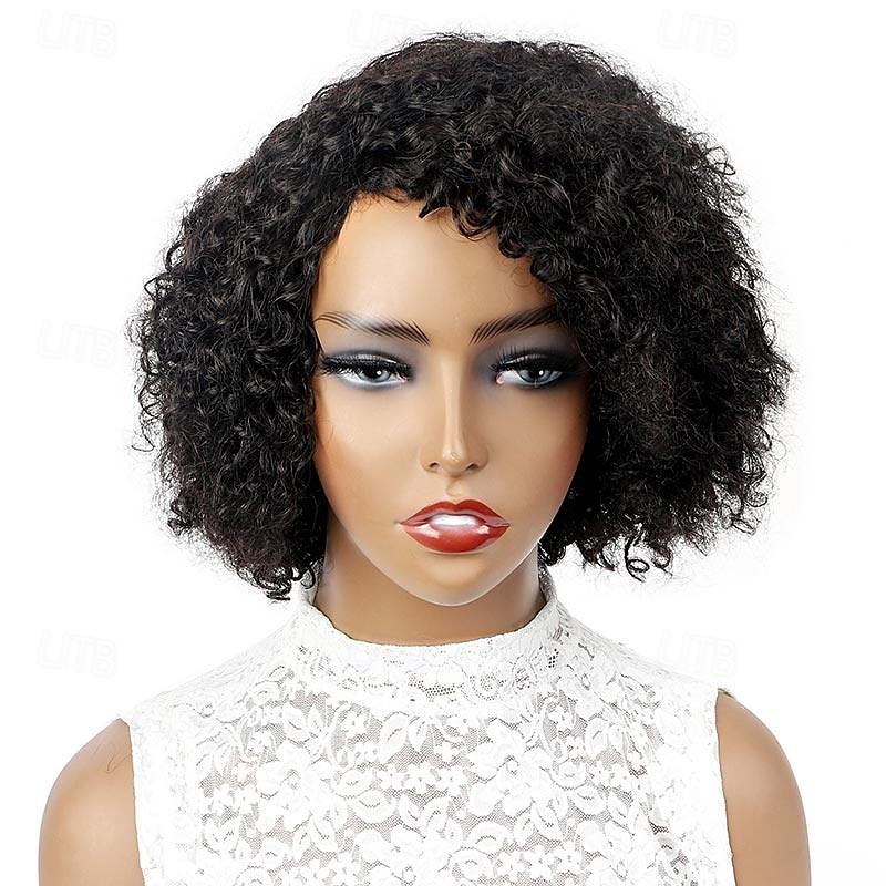 parrucche corte afro ricci crespi pixie cut per le donne capelli umani remy malese parrucche per capelli umani a densità 150% parrucca fatta a macchina del 2025 a $62.99 –P1