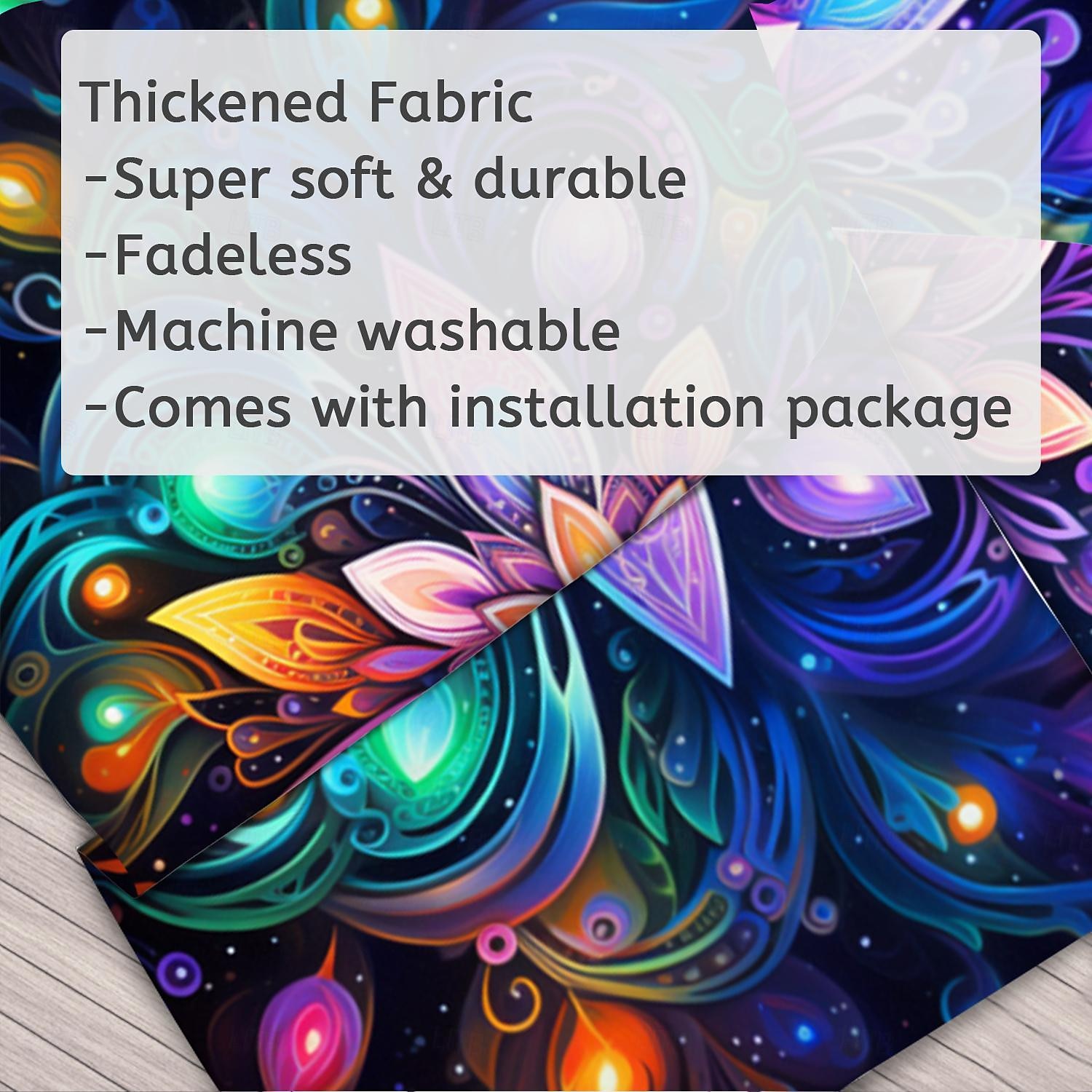 Blacklight Tapestry UV Reactive Glow in the Dark Glow Party Neon Mandala Bohemian Trippy Misty Hanging Tapestry Wall Art Mural for Living Room Bedroom 2025 - $14.99 –P2