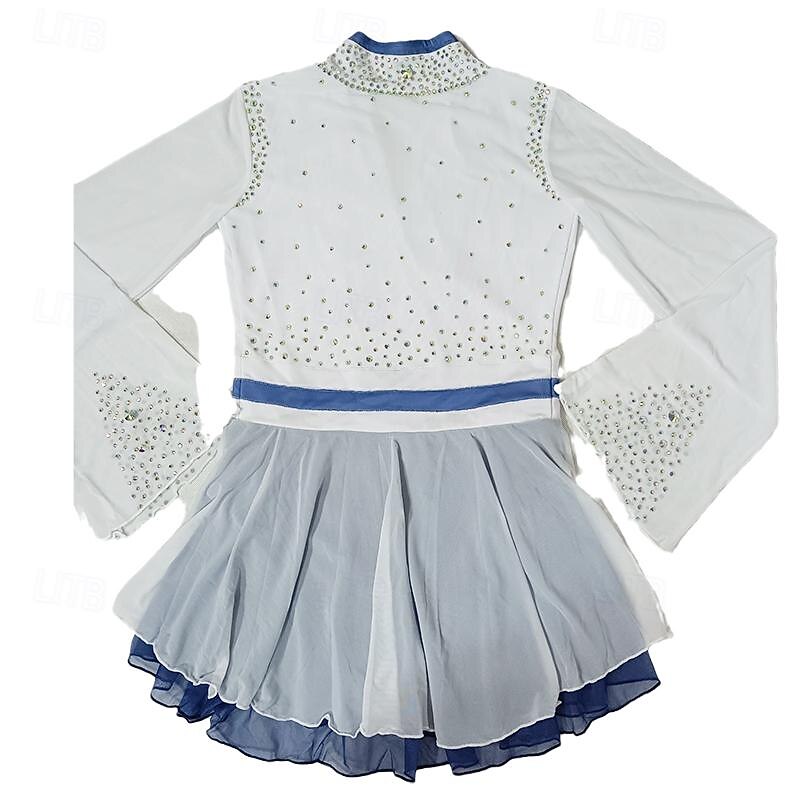 Figure Skating Dress Women's Girls' Ice Skating Dress White Patchwork Asymmetric Hem Mesh Spandex Stretchy Training Practice Professional Skating Wear Crystal / Rhinestone Long Sleeve Ice Skating 2025 - $242.99 –P11