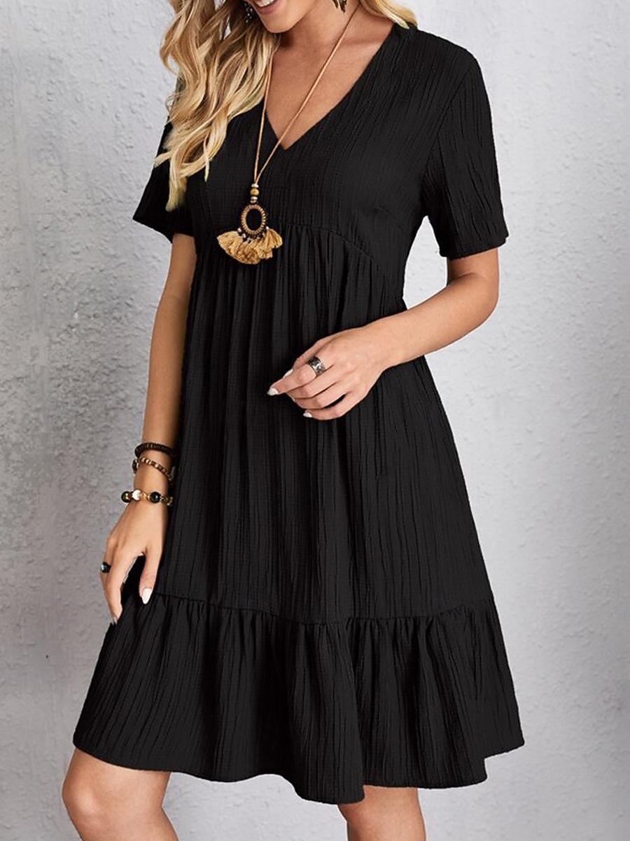 Γυναικεία Μίνι φόρεμα Λινό από ψεύτικο βαμβάκι Φόρεμα ριχτό Καθημερινό φόρεμα Καλοκαιρινό φόρεμα Κομψό στυλ street Βασικό Διακοπές Δρόμος Ημερομηνία Χαλαρή Εφαρμογή Κοντομάνικο Λαιμόκοψη V 2026 - $10.49 –P13