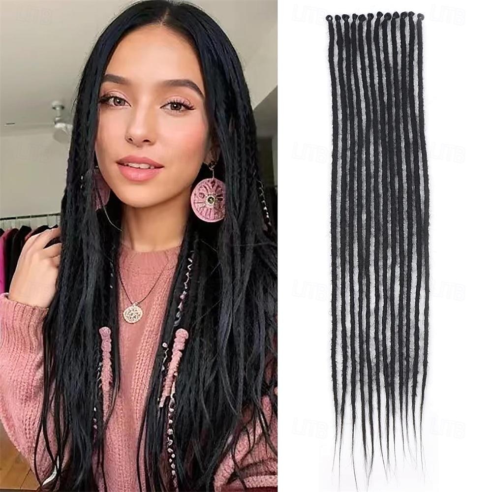 dreadlock extensions 1b/grønn dreads extensions hekle loc extensions syntetiske dreadlock extensions clip in dreadlocks hair extensions single ended dreadlock heklet hår dread 2025 - $33.99 –P11