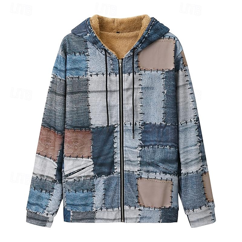 Men's Patchwork Graphic Prints Hoodie Hoodies Sweatshirt Zip Hoodie Long Sleeve Hooded Sweatshirt Hooded Daily 3D Print Holiday Vacation Going out Blue Purple Fleece Winter Designer 2025 - $39.99 –P1