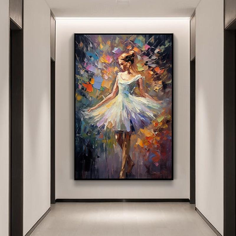 original ballettdanser håndmalt oljemaleri på lerret stor veggkunst abstrakt kniv teksturert gril oljemaleri stue veggdekor gave uten ramme 2026 - $107.99 –P5