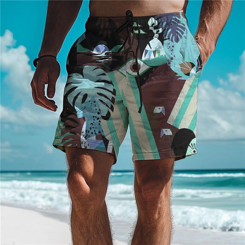 Homens Folha Plantas Tropicais Shorts de Natação Bermuda de Surf Calção de Banho Cintura Média Férias Havaiana Estilo resort Férias Feriado Praia Com Cordão com forro de malha Cintura elástica de 2025 por $17.99 –P4