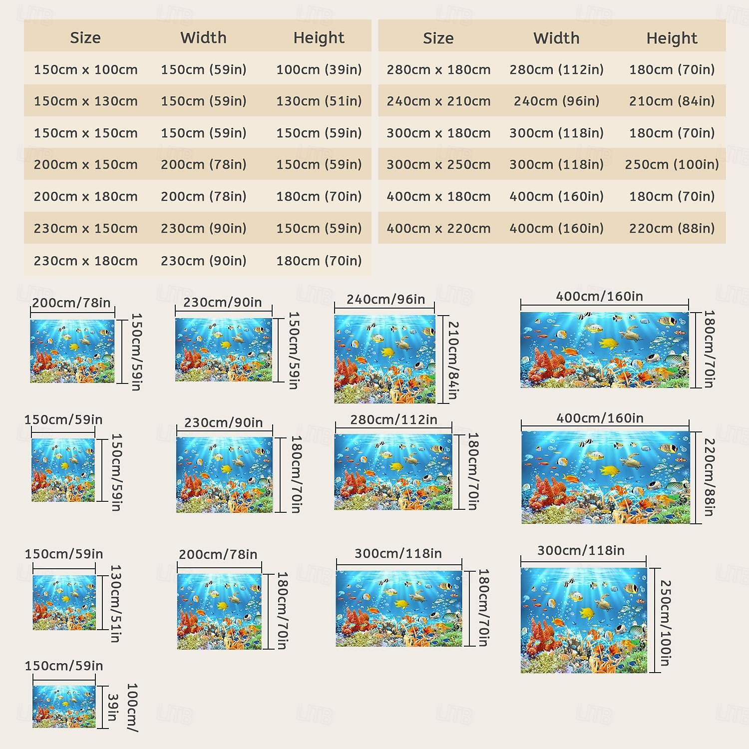 Wall Tapestry Art Decor Blanket Curtain Picnic Tablecloth Hanging Home Bedroom Living Room Dorm Decoration Animal Fish Underwater World 2025 - GBP £15.87 –P7