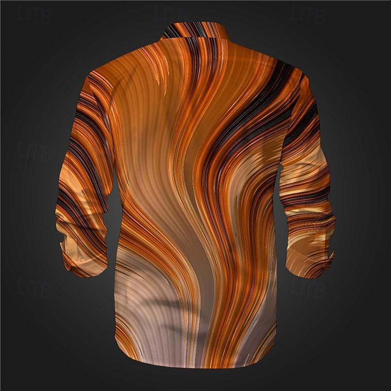 Per uomo 3D Print Geometrica Camicia con bottoni Camicie stampate Manica lunga Sottoculturale Da mare Feste Strada Primavera estate Collo ripiegabile Stampa Bottone giù Giallo Rosso Viola Arancione del 2025 a $26.99 –P7