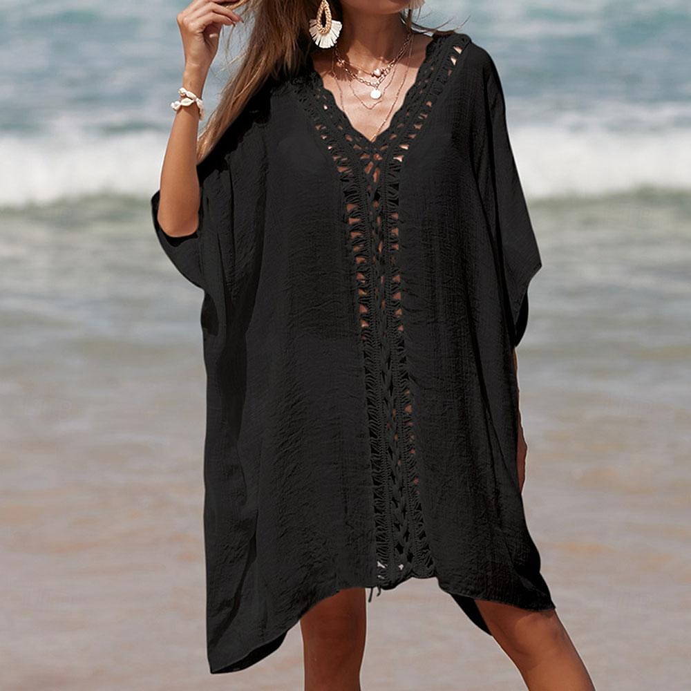 Robe de plage pour femmes avec découpe vêtements de vacances sans manches couleur noire blanche bleue de 2025 ? $25.99 –P7