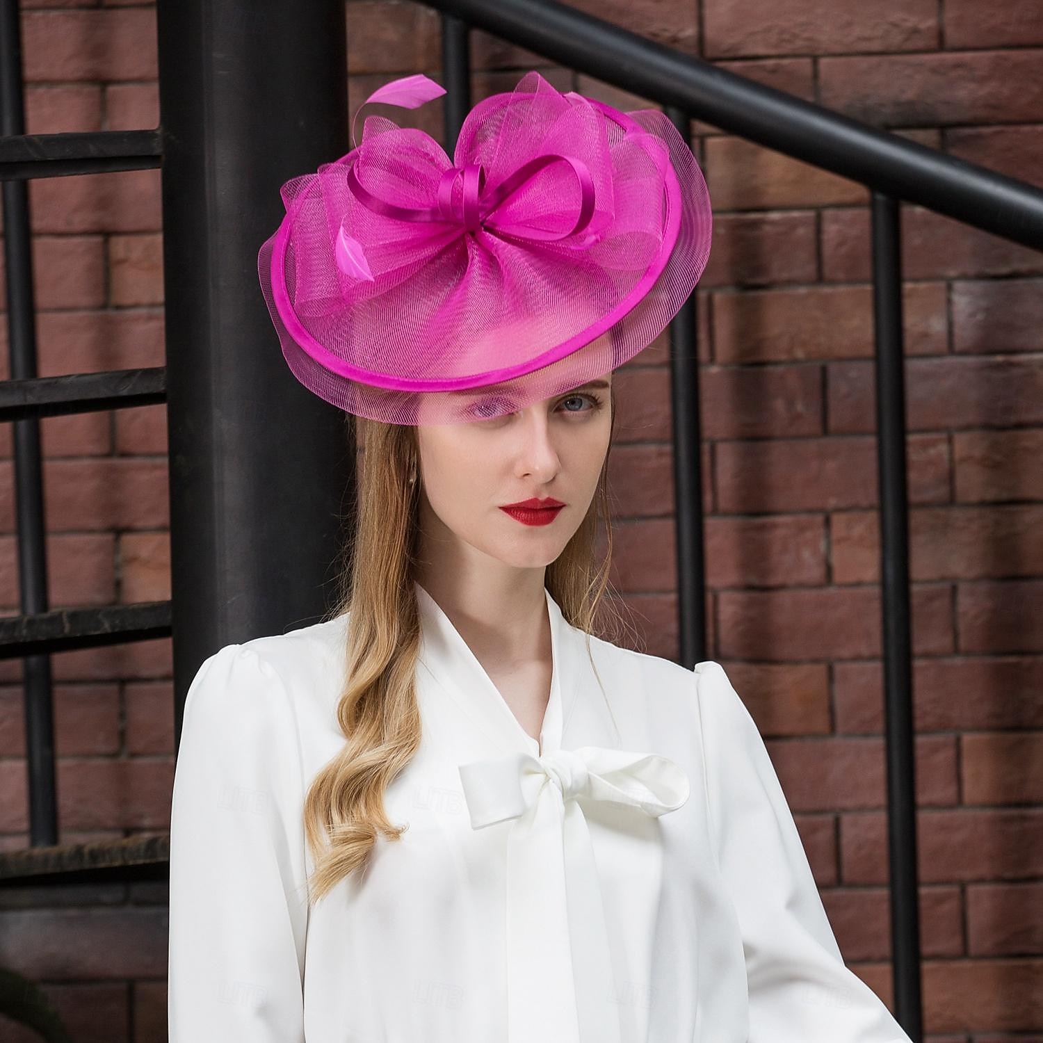 elbűvölő kentucky derby sapka tüll háló csészealj kalap cilinder esküvő tea party elegáns esküvő tollas csípős fejfedővel 2025 - €29.99 –P5