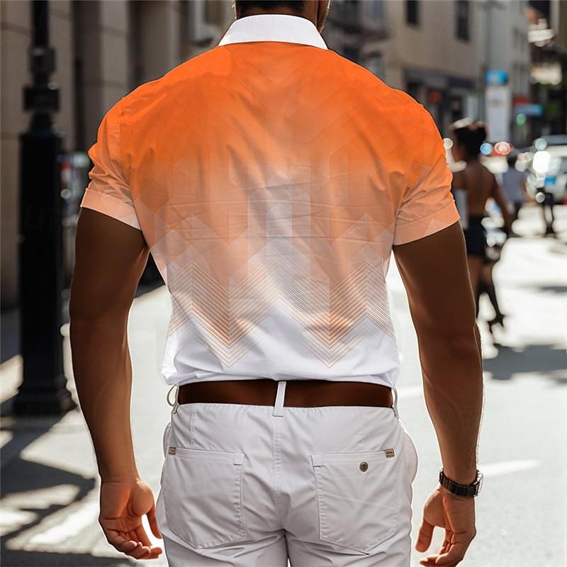 Men's Dress Shirt Printed Shirts Geometric Pattern Outdoor Street Blue Orange Gray Short Sleeve Turndown Summer Clothing Apparel Print 2026 - $25.99 –P7