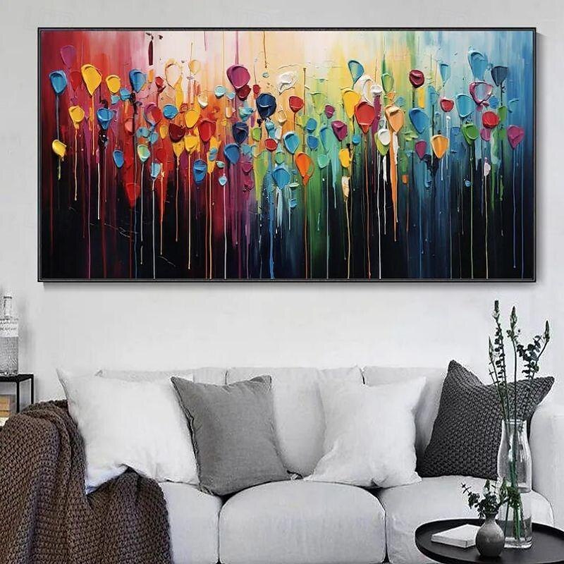 Handgefertigtes Ölgemälde auf Leinwand, Wandkunst, Dekoration, abstraktes, farbenfrohes, dickes Öl für die Inneneinrichtung, gerolltes, rahmenloses, ungedehntes Gemälde 2025 - $100.99 –P4