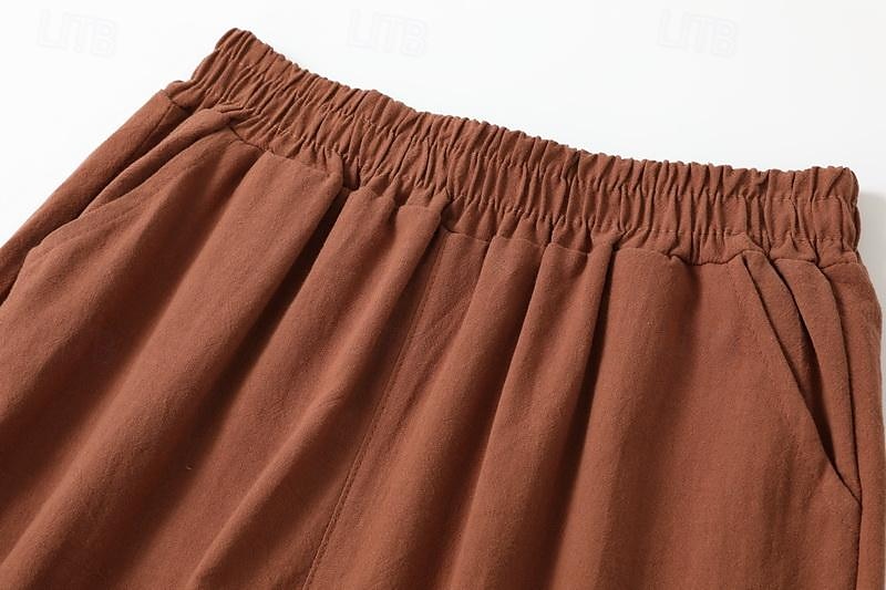 Női Széles lábszár Pamut vászon nadrág Pamutszövet nadrág Divat Utcai sikk Egyszerű Bokáig érő Magas derék Sima Maillard Zseb Rugalmas derék Buggyos Mokaszinok Lélegzési képesség Mekano 2025 - $21.99 –P2