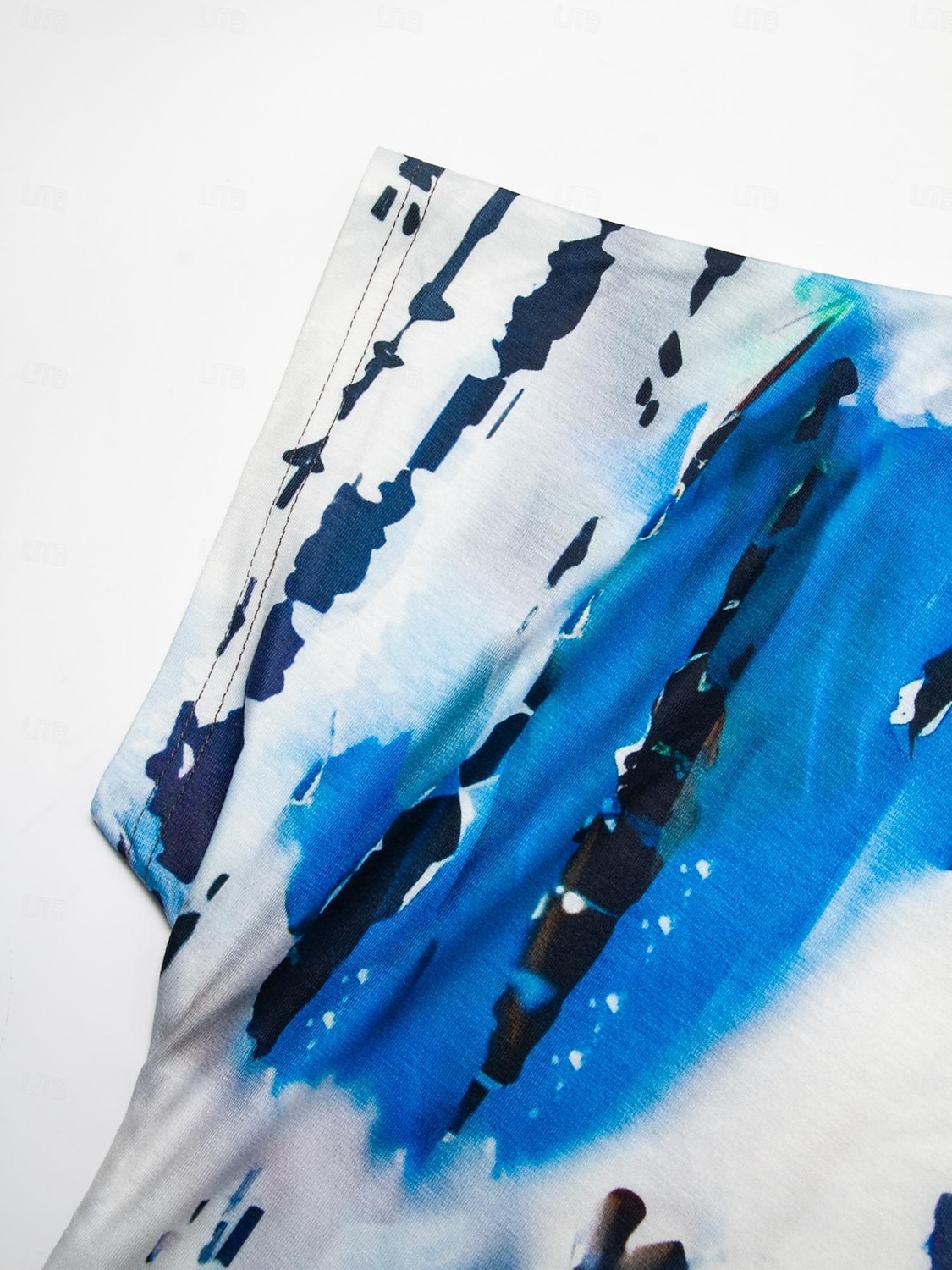 robe longue femme col en V imprimé tie-dye bleu vert blanc fente latérale décontractée plage été fluide confortable polyvalent manches courtes tailles disponibles mode de 2025 ? $51.99 –P1