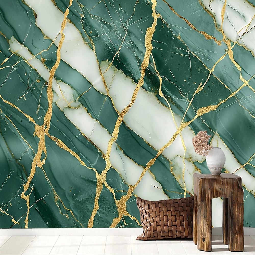 Cool Wallpapers Green Gold 3D Wallpaper Wall Mural Marble Abstract Roll Sticker Peel and Stick Removable PVC/Vinyl Material Self Adhesive/Adhesive Required Wall Decor for Living Room Kitchen Bathroom 2025 - $18.99 –P4