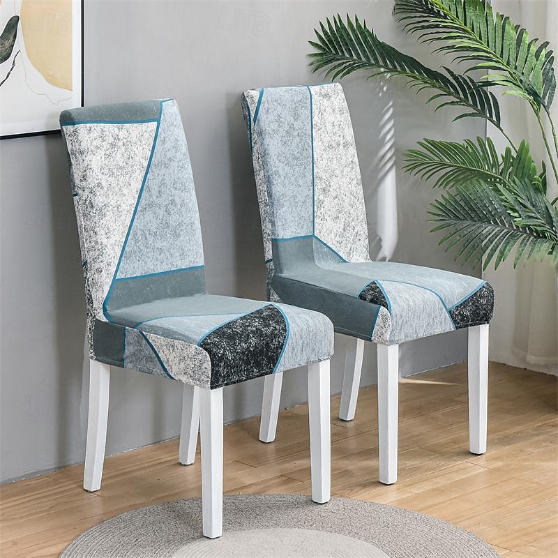 set da 4/6 pezzi per sedia da pranzo in spandex elasticizzato, fodera protettiva per sedia elasticizzata con motivo geometrico fodera per sedile con fascia elastica per sala da pranzo, matrimonio, del 2025 a $22.99 –P8