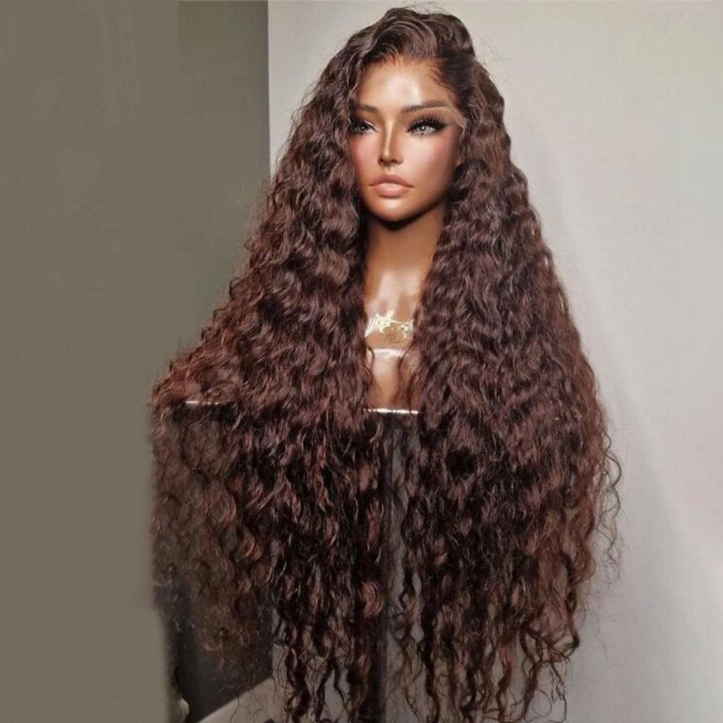 cheveux vierges non transformés 13x4 perruque avant en dentelle partie libre cheveux brésiliens bouclés perruque auburn 130% 150% densité avec des cheveux de bébé pré-épilés pour les femmes longue de 2025 ? $267.09 –P2
