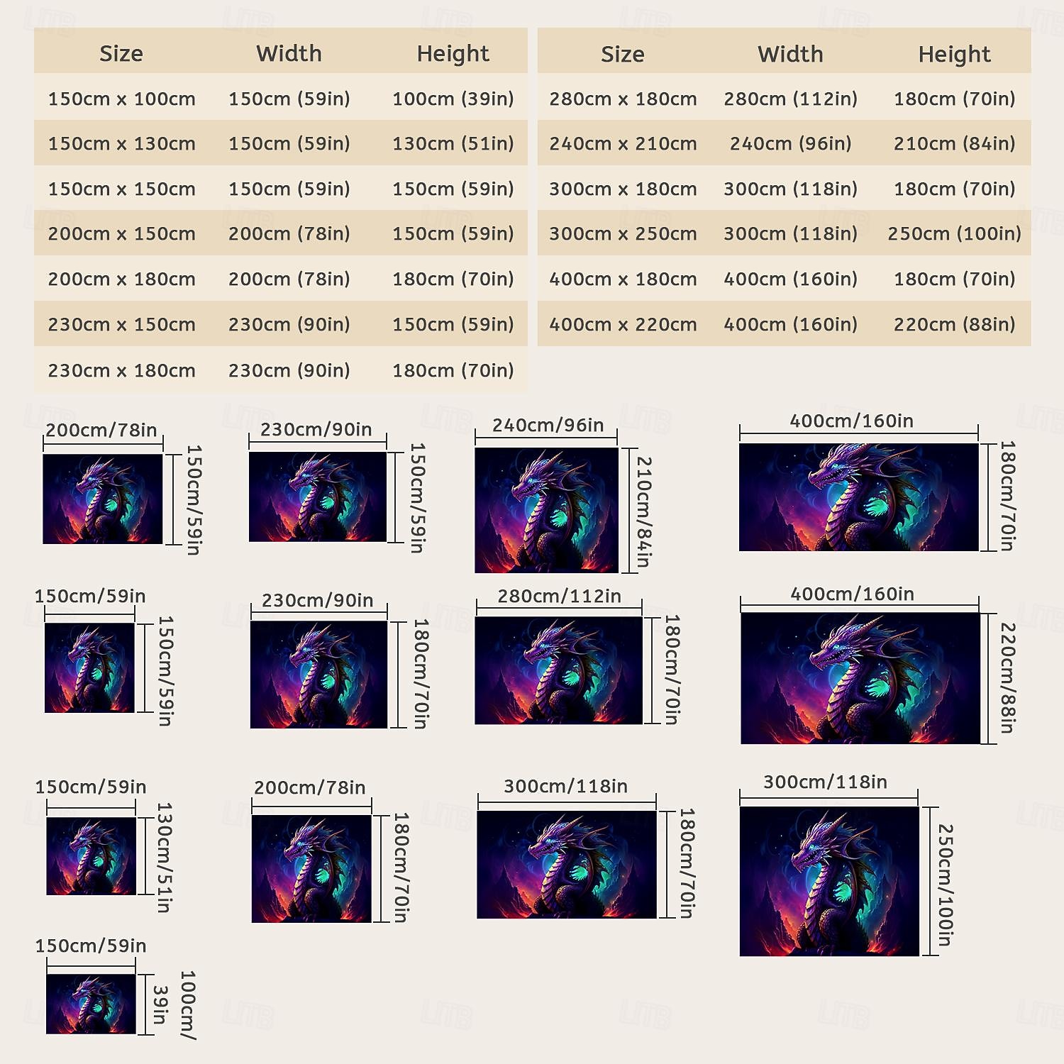 черный гобелен, реагирующий на ультрафиолет, светящийся в темноте, светящийся для вечеринок, неоновый, триповый, туманный, дракон, животное, подвесной гобелен, настенное искусство, фреска для 2025 - $23.99 –P7