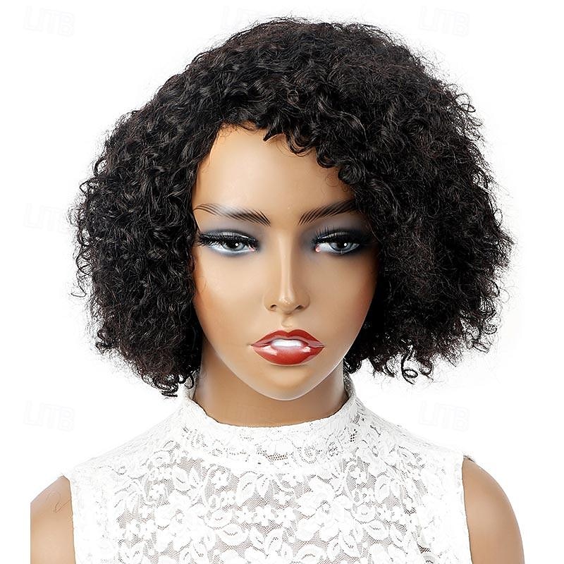 parrucche corte afro ricci crespi pixie cut per le donne capelli umani remy malese parrucche per capelli umani a densità 150% parrucca fatta a macchina del 2025 a $62.99 –P4