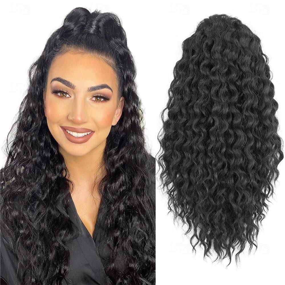 extension de queue de cheval texture yaki queue de cheval bouclée avec cordon de serrage pour femmes noires 20 pouces de long clip bouclé ondulé en queues de cheval fausses queues de cheval extensions de 2025 ? $11.99 –P5