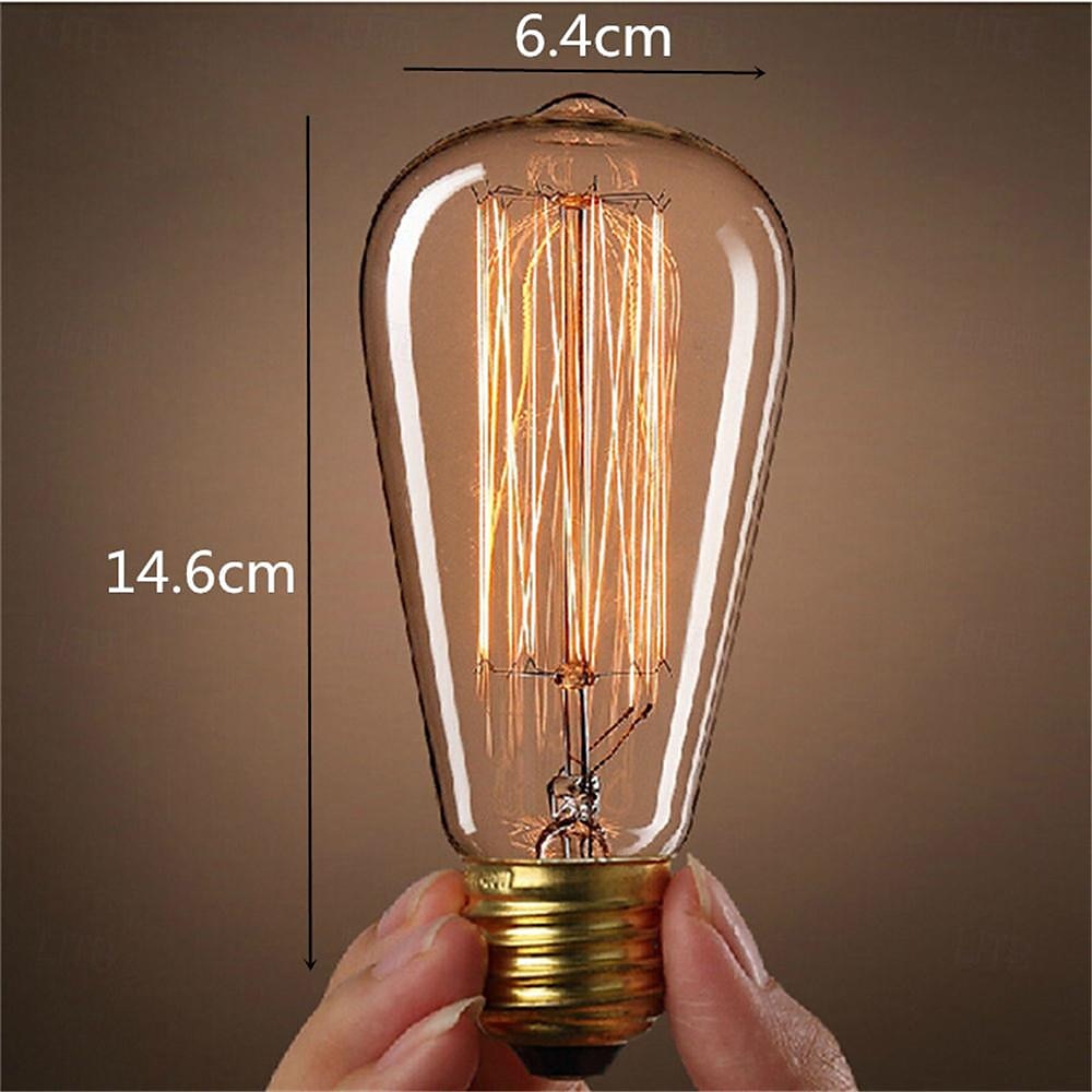 6 pièces / 3 pièces 40 W E26 / E27 ST64 Jaune chaud 2200 k Intensité Réglable / Rétro / Décorative Ampoule à incandescence Vintage Edison 220-240 V de 2025 ? $12.49 –P2