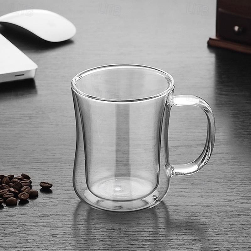 dobbel vegg glass kaffekopper - 13,5 oz diner kaffekrus sett med 2 glass kaffekopper. isolert kaffekrus, cappuccinokopp, lattekopp. glass som ikke svetter, klare krus for varme drikker 2025 - $13.99 –P4