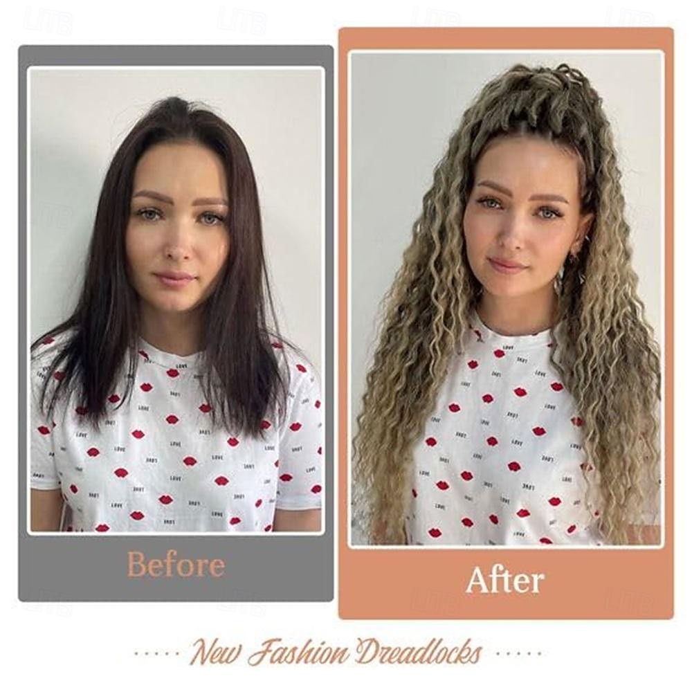 Dreadlock Extensions Double Ended 24 Inch 3 In 1 Mixed Light Brown to Blonde Dreads Set Synthetic Curly Ends Hippie Style Boho Wavy Dreads 20 Strands Handmade Dreads 2025 - $41.99 –P6