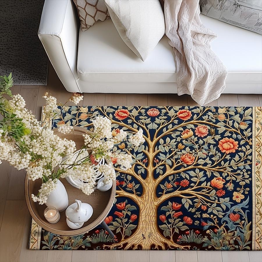 Baum des Lebens, Vintage-Boho-Teppich, Küchenmatte, rutschfeste, ölbeständige Bodenmatte, Wohnzimmerteppich, Innen- und Außenmatte, Schlafzimmerdekoration, Badezimmermatte, Eingangsteppich, Fußmatte 2025 - $15.49 –P19