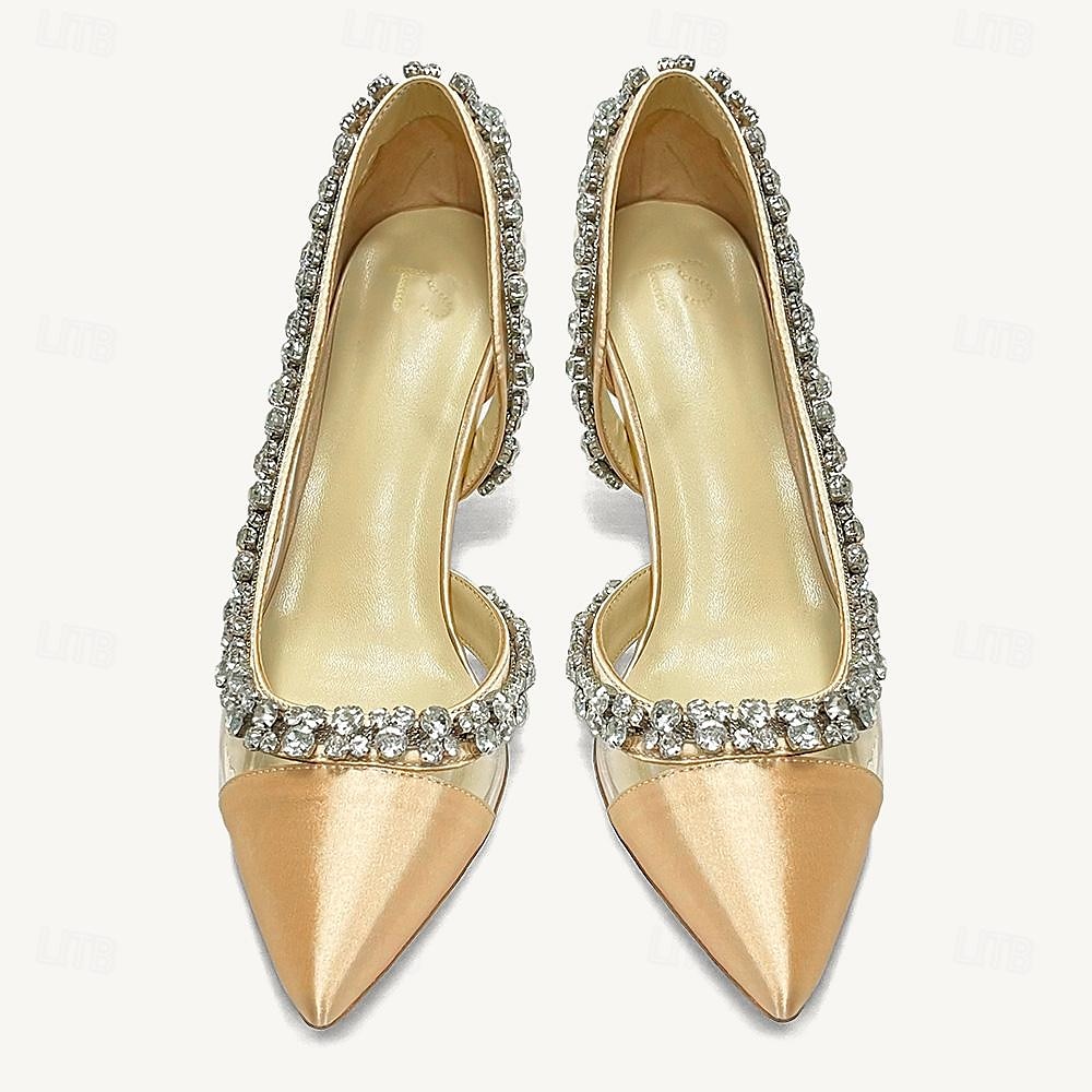Tacones de punta puntiaguda para mujer con adornos de cristal: elegantes zapatos de boda y de noche. 2025 - $89.99 –P4