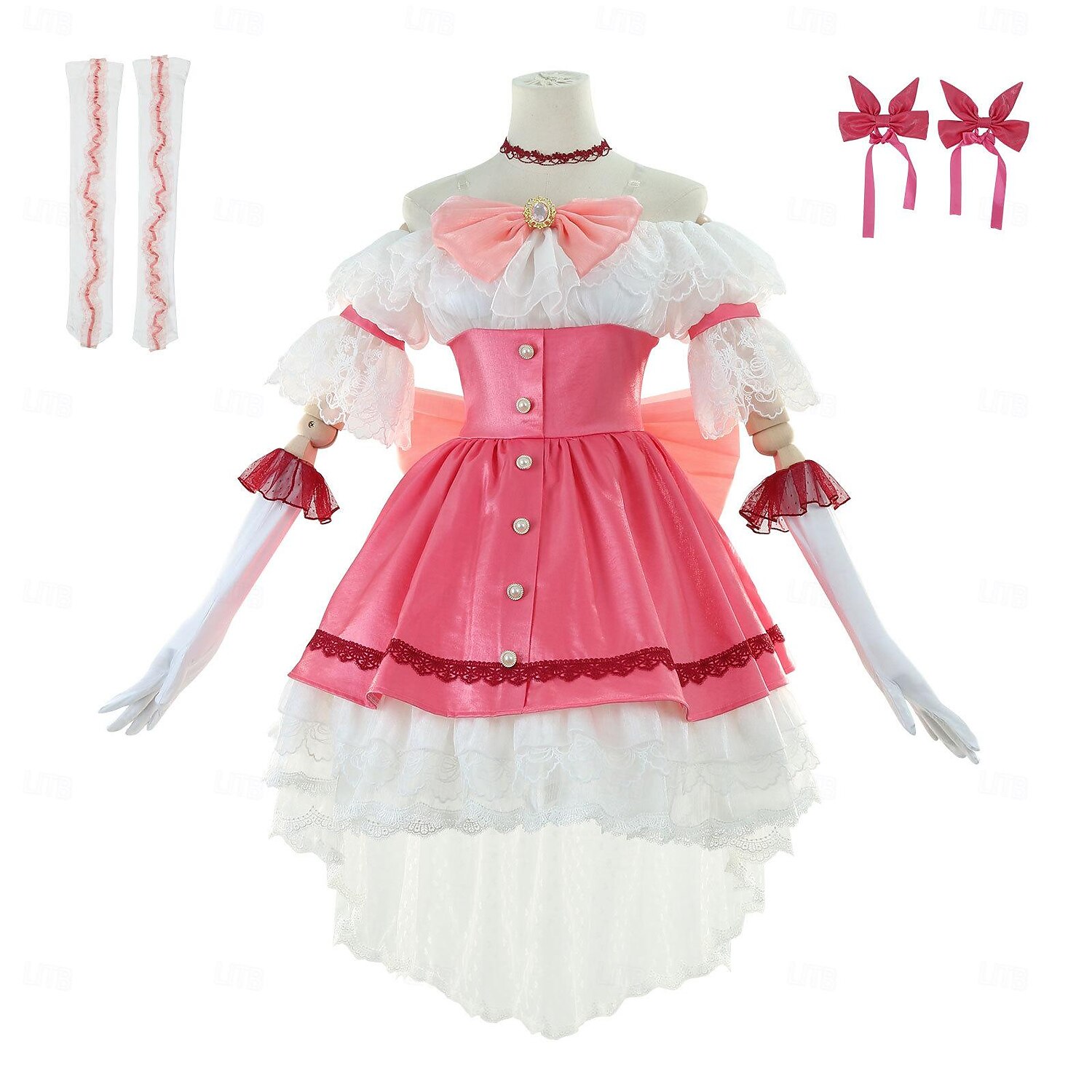 Puella Magi Madoka Magica Kaname Madoka Anime Sukienka Kostium Cosplay Stroje Garnitury cosplay Sukienki Rękawiczki Karnawał Bal maskowy Kostium Na Damskie Dla dziewczynek Dla dorosłych 2025 - $119.99 –P1